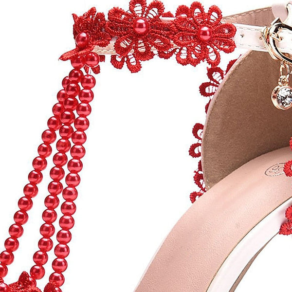 Wedding Shoes Heel Pointed High Women's Lace Bridal FashionChic