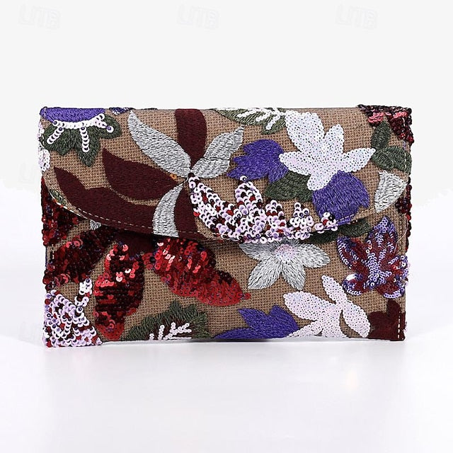 Embroidered Handheld Women's Evening Floral Clutch - Bag FashionChic