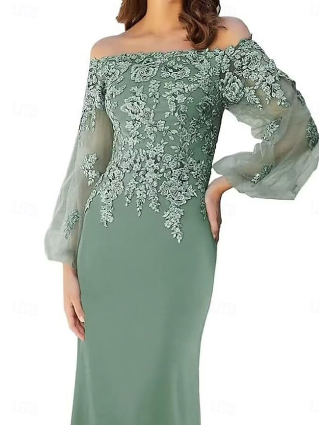 Mother of Mermaid Shoulder Elegant Dress Off the / Trumpet Bride FashionChic