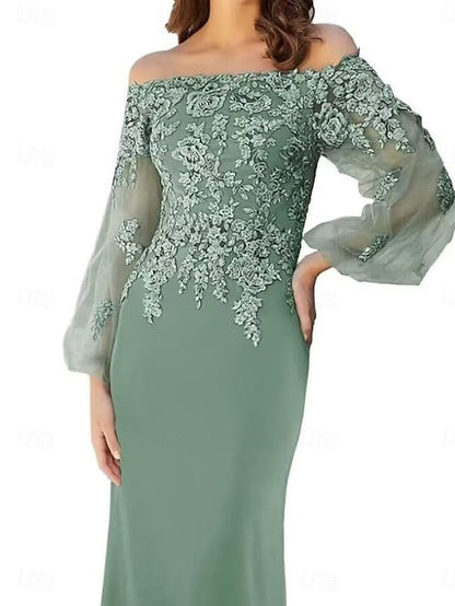 Mother of Mermaid Shoulder Elegant Dress Off the / Trumpet Bride FashionChic