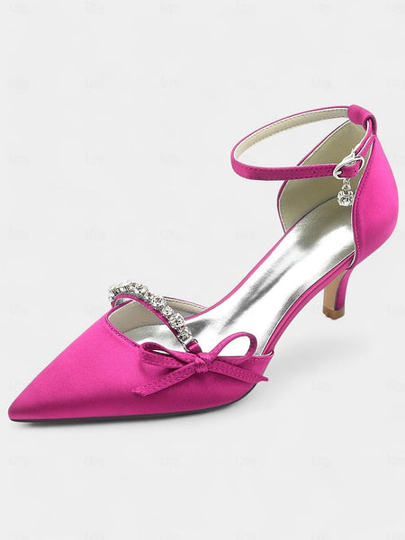 Pointed-Toe Wedding – Shoes Heel Elegant Kitten Women for FashionChic