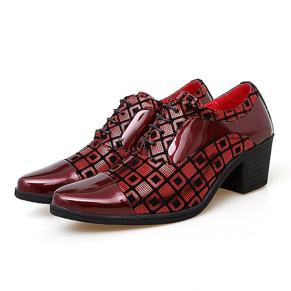 Heel Oxford Men's Patent Shoes and Red Leather Black Block FashionChic