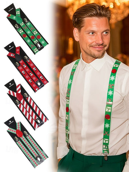 Snowman Christmas Suspenders with Men's FashionChic