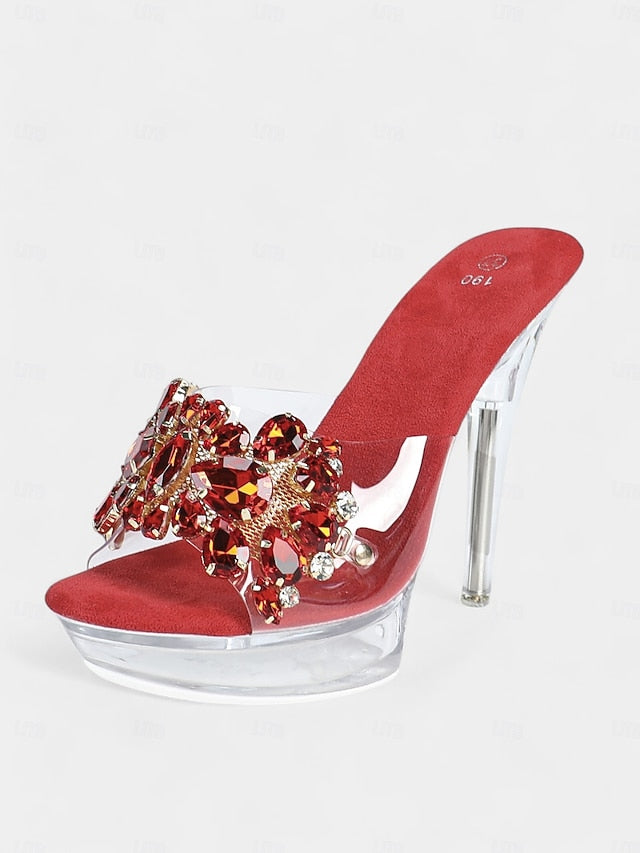 Clear Platform – Rhinestone Embellished Heels Women's FashionChic