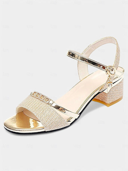 Sandals - Silver Rhinestone Elegant for Heeled Shoes Women Dress FashionChic