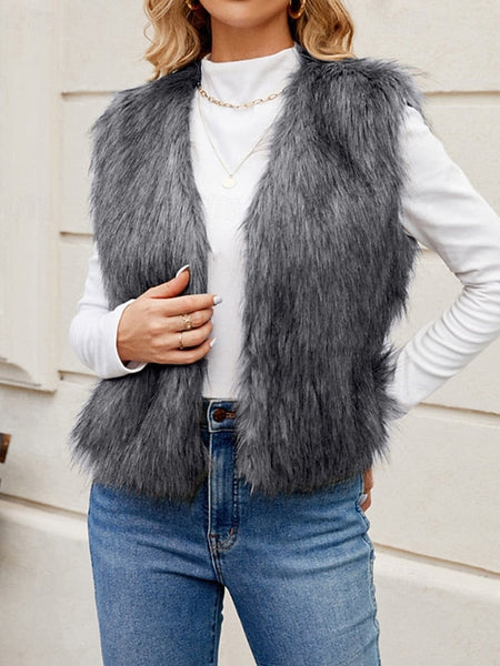 Vest Coat Women's Leathers Comfortable Furs Faux Fur FashionChic