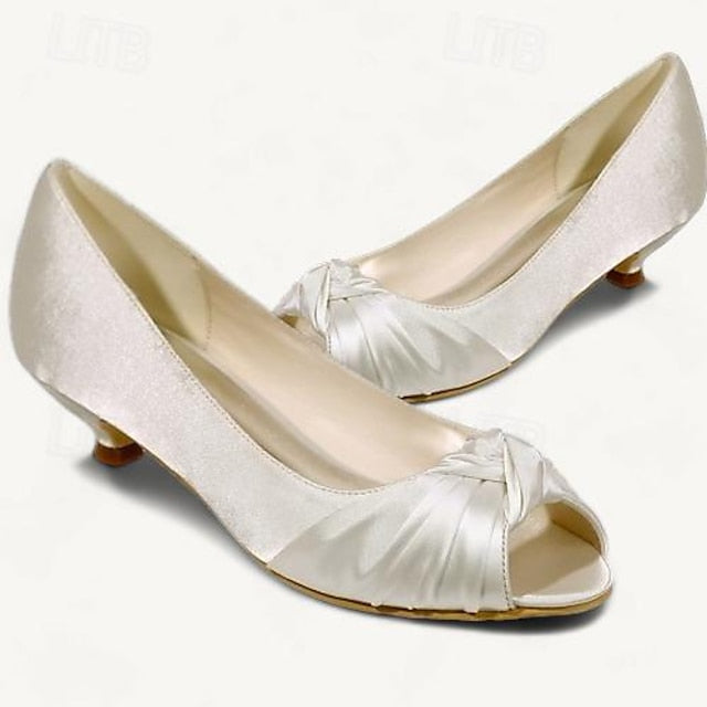 Kitten Satin Elegant Peep-Toe Heels Women's Pink - Blush FashionChic