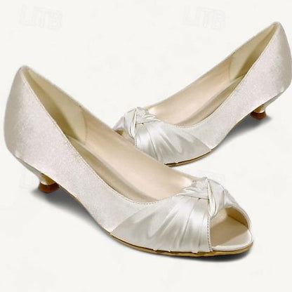Kitten Satin Elegant Peep-Toe Heels Women's Pink - Blush FashionChic