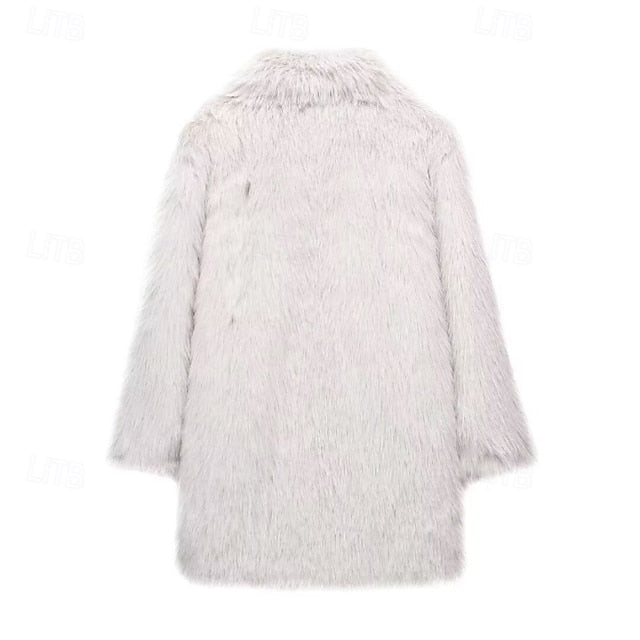 Comfortable Warm Women's Fur Pocket Coat Faux Furs FashionChic