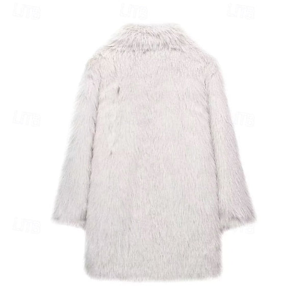 Comfortable Warm Women's Fur Pocket Coat Faux Furs FashionChic