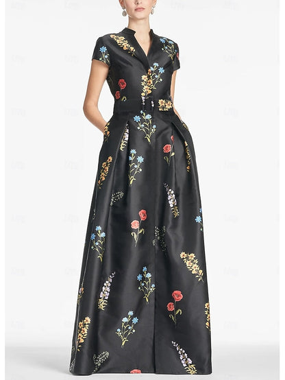 Gown Dress Floor Evening Guest Wedding Split High Formal A-Line FashionChic