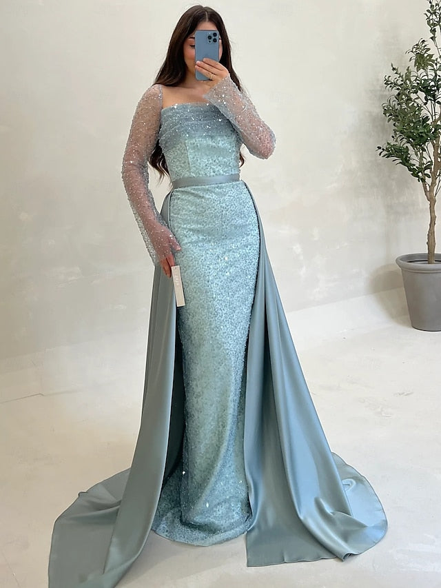 Evening Sequin Wedding A-Line Guest Formal Gown Elegant Dress FashionChic