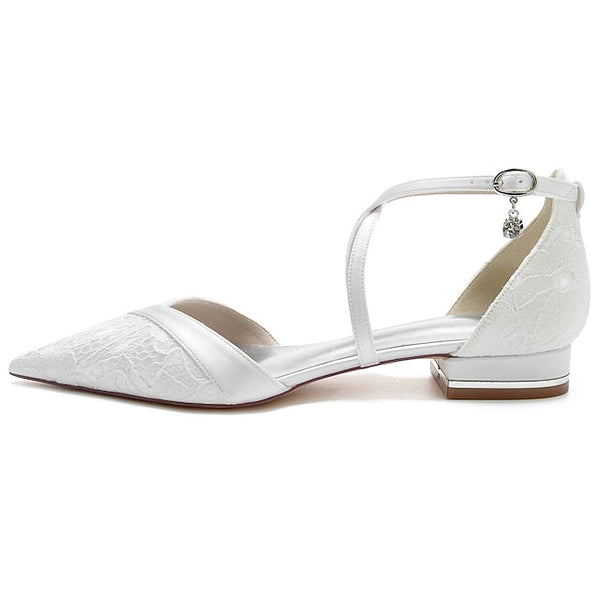 Rhinestone Bridal Heel Wedding Flat Shoes Women's FashionChic