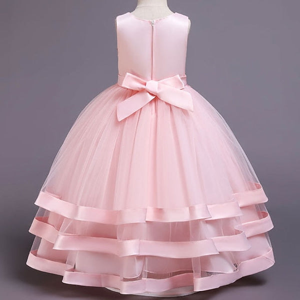 Girls' Wedding Kids Colored Party Dress Solid Sleeveless FashionChic