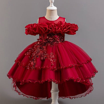 Floral Party Girls' Dress Flower Kids Wedding Short Sleeve FashionChic