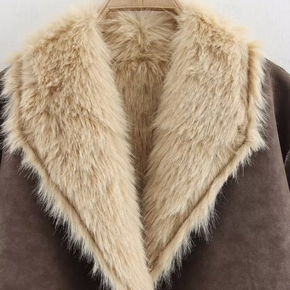Faux Pocket Comfortable Women's Warm Buttons Coat Fur FashionChic