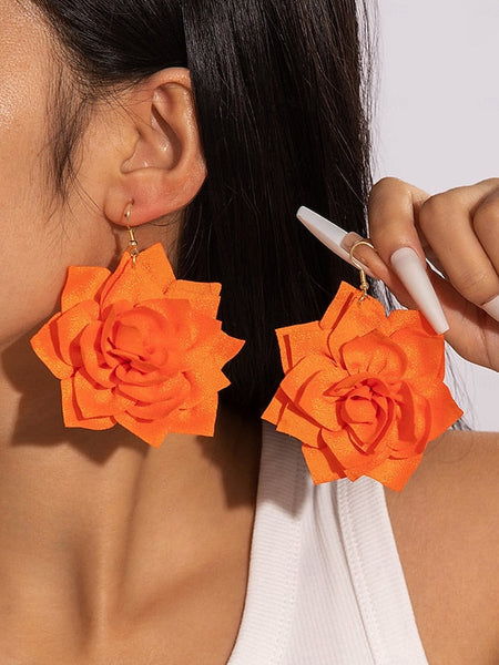 Earrings Flower Statement - Floral Oversized Women's Drop FashionChic