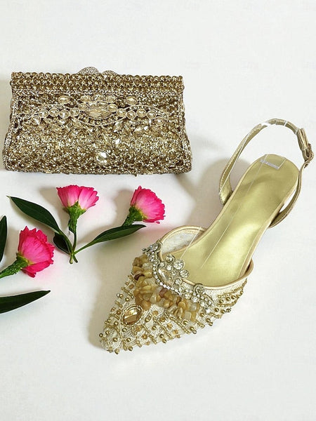 Clutch Set Bag Heel Green and Women's - Rhinestone Shoes FashionChic