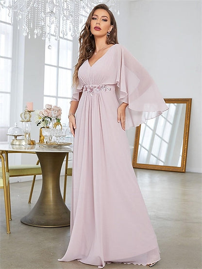 Mother V of Floor the Neck Bride Party Dress Elegant FashionChic