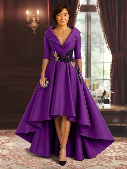 Dress of Black High Elegant Mother Bride A-Line Split Red the FashionChic