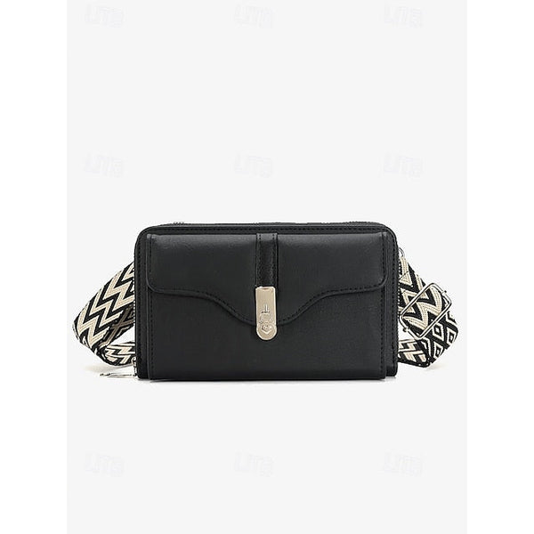 Crossbody Faux Women's Geometric Bag Pattern with Leather FashionChic