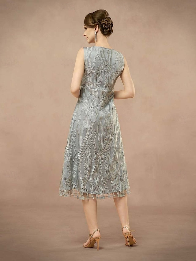 A-Line Neck the Two Jewel of Pieces Dress Bride Elegant Mother FashionChic