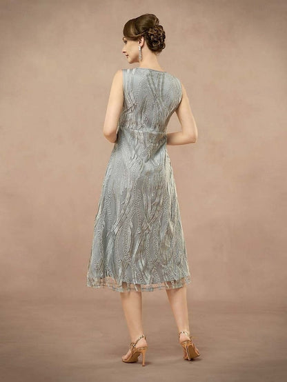 A-Line Neck the Two Jewel of Pieces Dress Bride Elegant Mother FashionChic