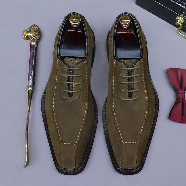 Derby Leather Genuine - Men's Suede Cowhide Classic Shoes FashionChic