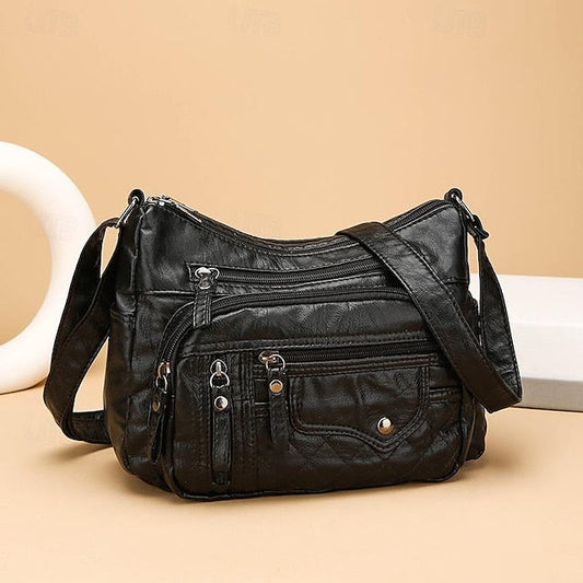 Leather Multiple Women's with Bag Quilted Crossbody Faux FashionChic