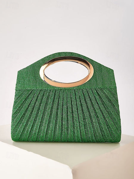 Gold Glitter Women's Clutch Bag with Handle Evening FashionChic