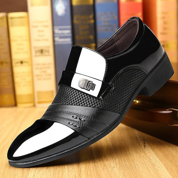 Dress Faux Patent Slip-On – Loafers Leather Formal Men's FashionChic