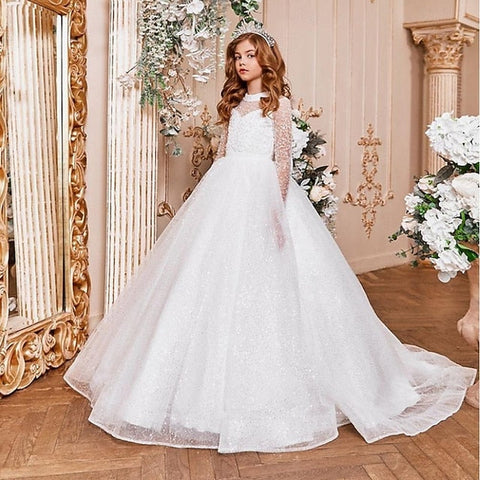 Girl Dress Solid Color Kids Party Girls' Flower Long FashionChic