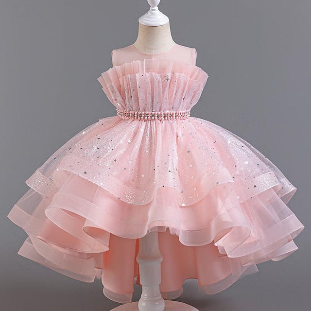 Sleeveless Dress Girls' Party Kids Girl Sequin Flower FashionChic