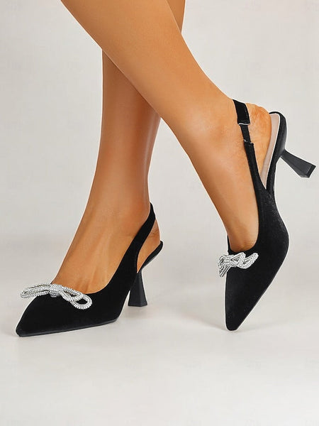Toe Velvet Heels – Slingback Women's Pointed Cocktail FashionChic