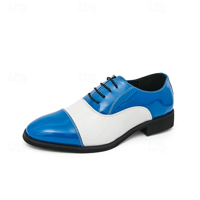 Dress Blue Men's White and Polished Oxford Shoes with FashionChic