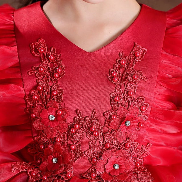 Flower Wedding Kids Long Party Special Girls' Dress Sleeve FashionChic