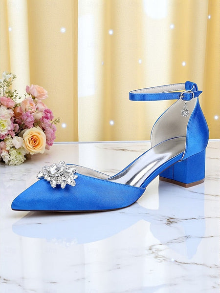 with Block Shoes Satin Burgundy Wedding Women's Heel FashionChic