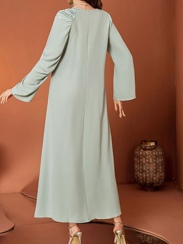 V Elegant of Bride A-Line Floor the Mother Length Neck Dress FashionChic
