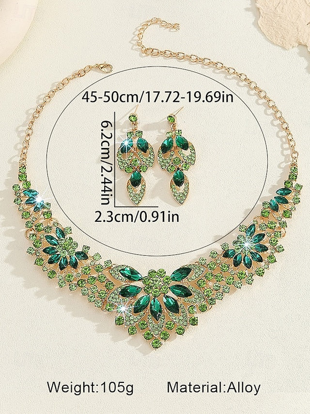 Crystal Green – Necklace Set Jewelry Elegant Statement FashionChic