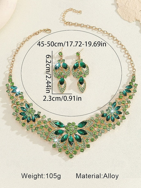 Crystal Green – Necklace Set Jewelry Elegant Statement FashionChic
