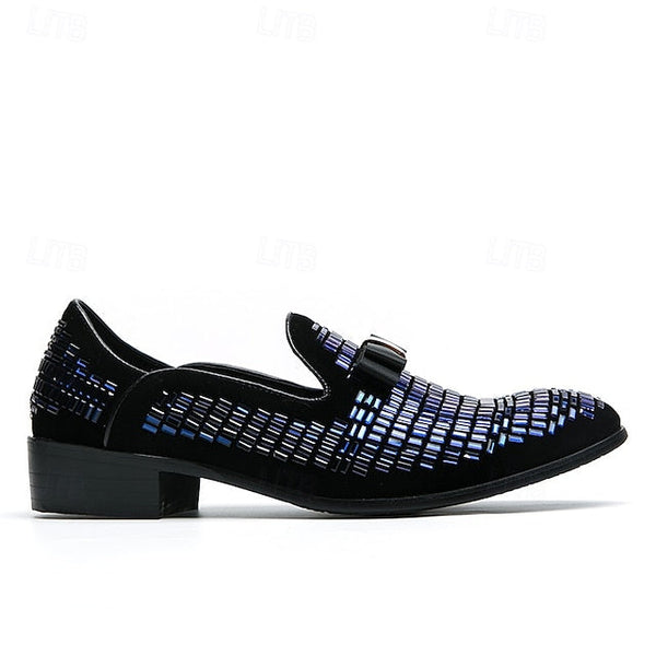 – Strap Loafers Prom and Elegant Woven Silver Men's Monk FashionChic