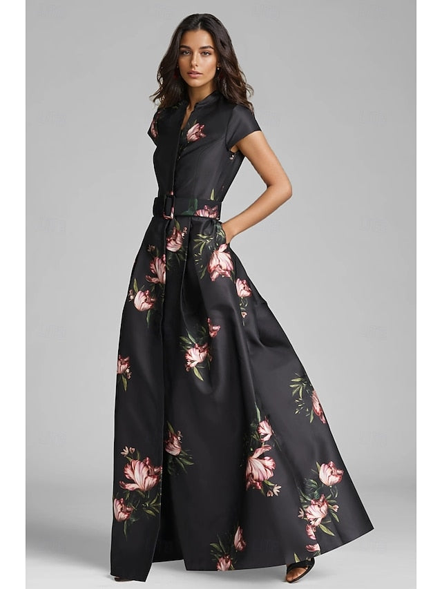 Gown Dress Floor Evening Guest Wedding Split High Formal A-Line FashionChic