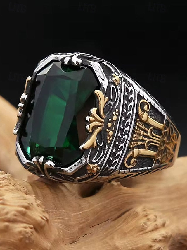 Men's Ring Alloy Gemstone FashionChic