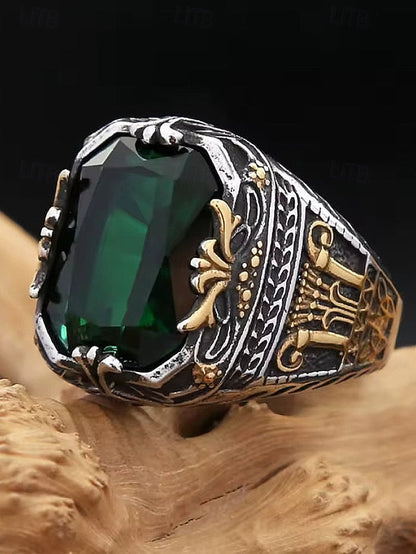 Men's Ring Alloy Gemstone FashionChic