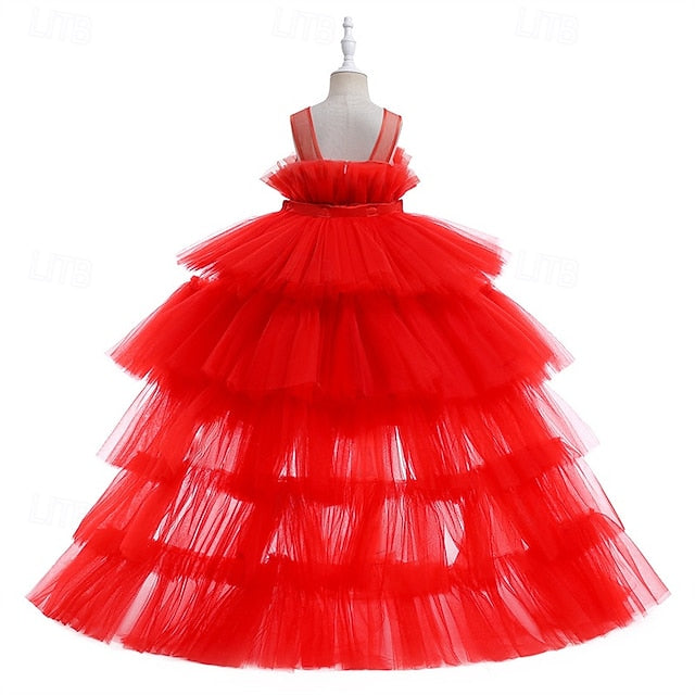 Girls' Dress Color Sleeveless Kids Performance Solid Party FashionChic