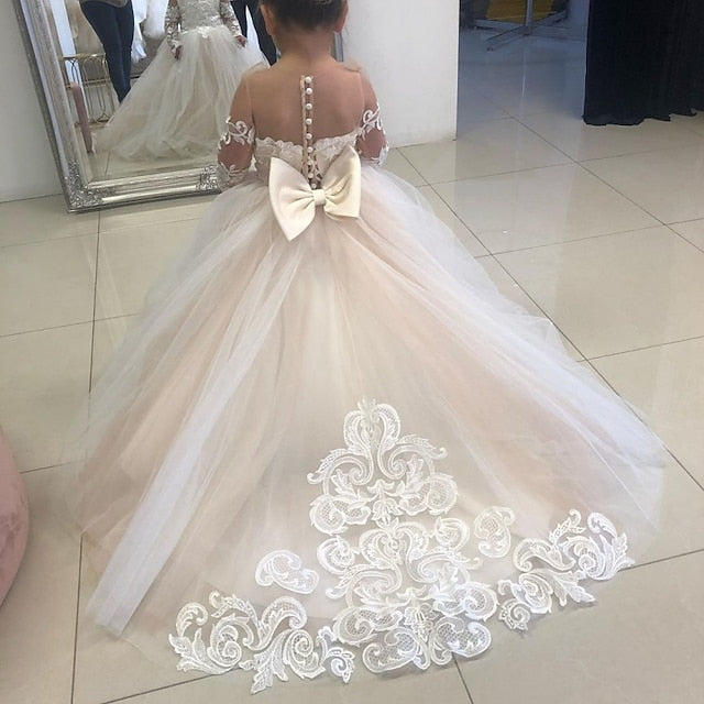Long Kids Flower Girls' Color Solid Party Dress Girl FashionChic