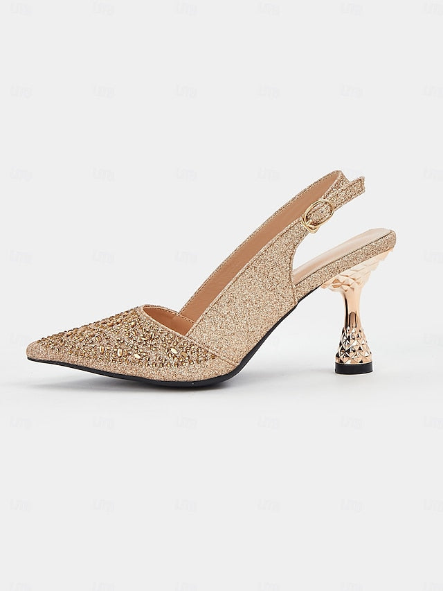 Sparkling – Women's Pointed Glitter Pumps Slingback Toe FashionChic