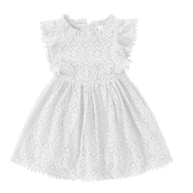 Girls' Party Solid Dress Color Short Sleeve Kids FashionChic