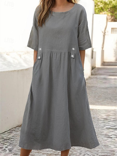 Women's White Purple Green Summer Spring Midi Dress Faux FashionChic