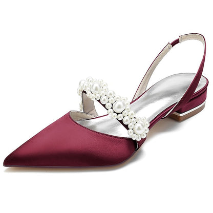 Dress Pearl White Elegant Satin with Women's Shoes FashionChic